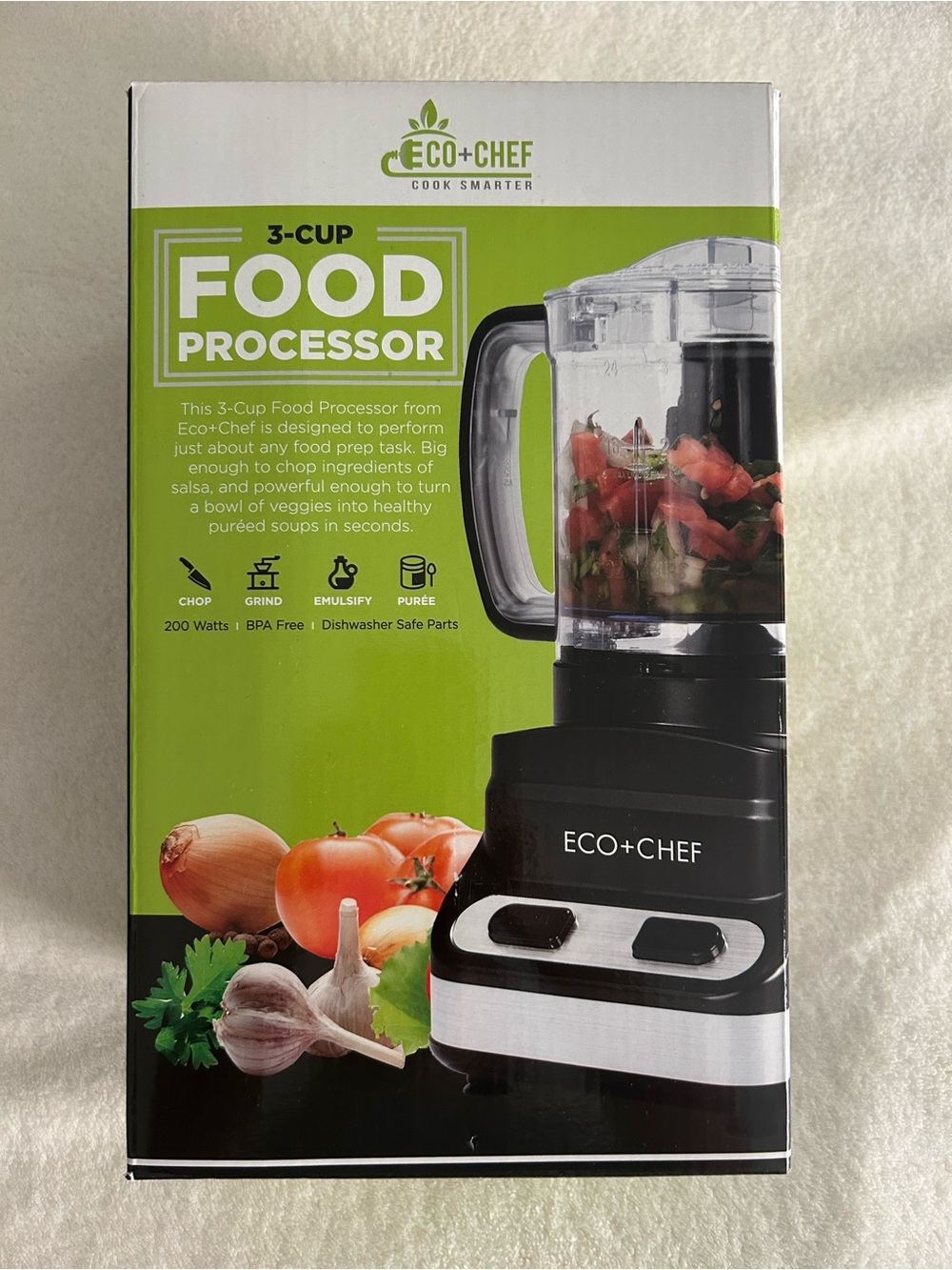 Eco Chef  3 Cup 2 Speed Food Processor (Chop Grind Emulsify Purée)  NEW